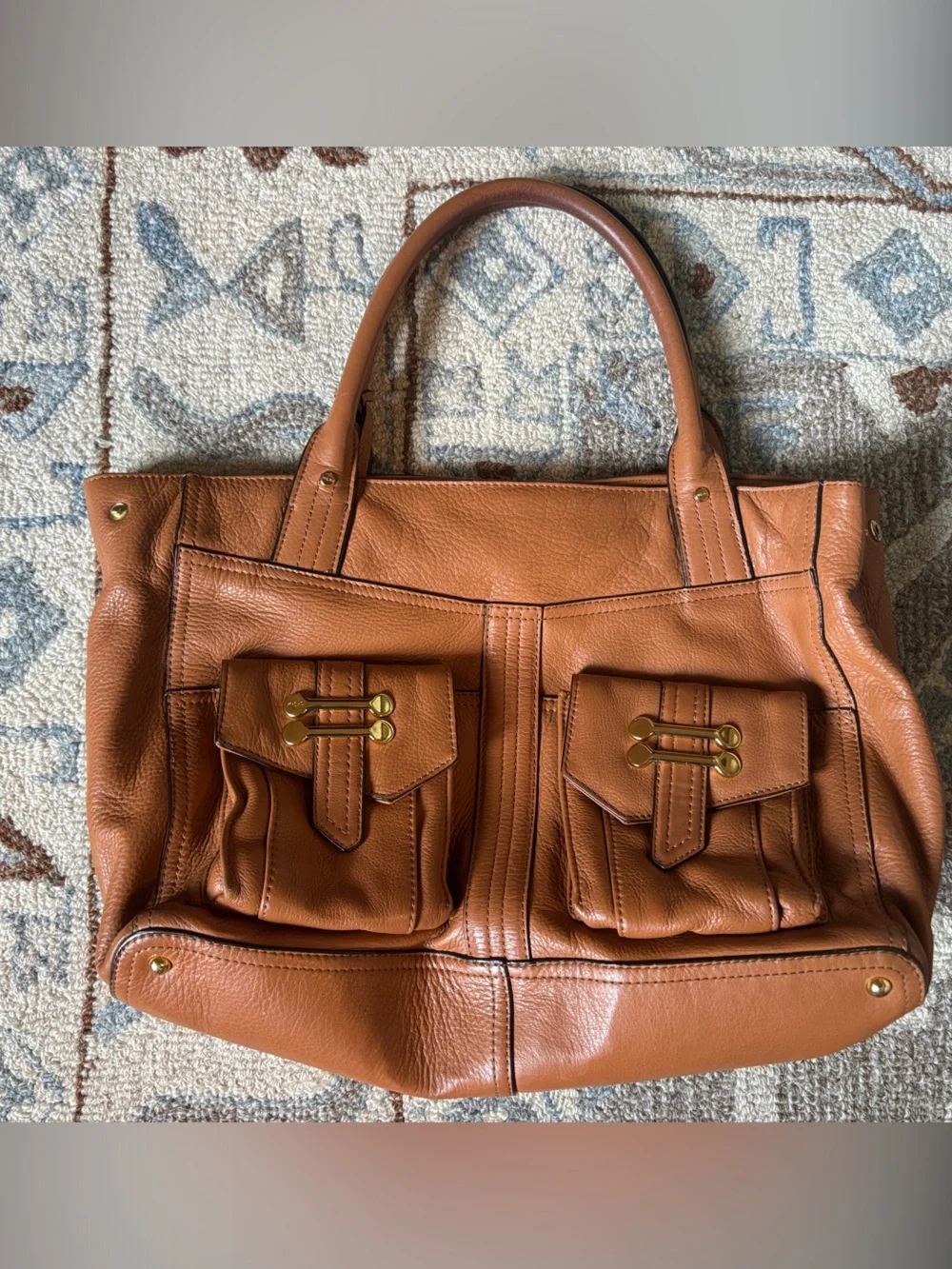 Ralph Lauren Leather Tote Bag in Cognac Brown - Classic Women's Handbag